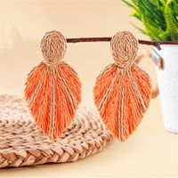 1 Pair Vacation Bohemian Beach Geometric Braid Raffia Straw Drop Earrings sku image 2