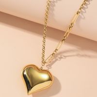 Titanium Steel 18K Gold Plated Simple Style Pearl Heart Shape Pendant Necklace Sweater Chain main image 3
