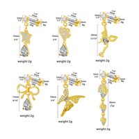 1 Piece Glam Shiny Star Bow Knot Plating Inlay 316 Stainless Steel  Copper Rhinestones Glass Zircon Gold Plated Cartilage Earrings main image 9