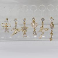 1 Piece Glam Shiny Star Bow Knot Plating Inlay 316 Stainless Steel  Copper Rhinestones Glass Zircon Gold Plated Cartilage Earrings main image 1