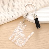 Cute Sweet Simple Style Cat Arylic Tassel Transparent Bag Pendant Keychain main image 2