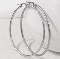 1 Pair Simple Style Classic Style Circle 304 Stainless Steel Hoop Earrings main image 3