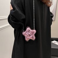 Women's Small Pu Leather Solid Color Streetwear Pentagram Zipper Crossbody Bag main image 3