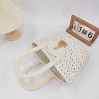 Women's Medium Cotton Rope Solid Color Vacation Beach Bucket Open Tote Bag main image 3