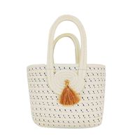 Women's Medium Cotton Rope Solid Color Vacation Beach Bucket Open Tote Bag main image 2
