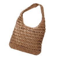 Women's Medium Straw Solid Color Vacation Beach Weave Square Zipper Straw Bag main image 3