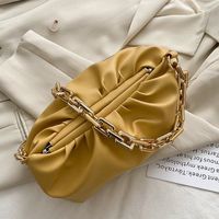 Women's Medium Pu Leather Solid Color Streetwear Cloud Shape Lock Clasp Underarm Bag sku image 2