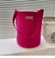 Women's Large Polyester Solid Color Basic Vintage Style Bucket Open Handbag sku image 7