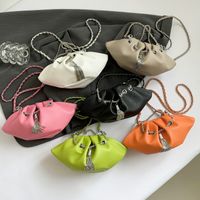 Women's Medium Pu Leather Solid Color Streetwear Dumpling Shape String Crossbody Bag main image 6