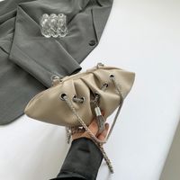 Women's Medium Pu Leather Solid Color Streetwear Dumpling Shape String Crossbody Bag sku image 6