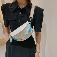 Women's Medium Pu Leather Solid Color Streetwear Beading Dumpling Shape Zipper Fanny Pack main image 3