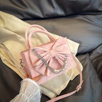 Women's Medium Pu Leather Solid Color Elegant Vintage Style Bowknot Zipper Square Bag main image 2