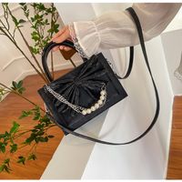 Women's Medium Pu Leather Solid Color Elegant Vintage Style Bowknot Zipper Square Bag sku image 5