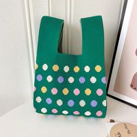 Women's Medium Polyester Polka Dots Vintage Style Square Open Handbag sku image 4