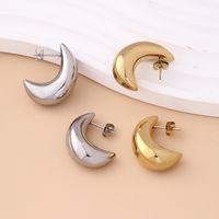1 Pair Basic Modern Style Classic Style Moon Plating 304 Stainless Steel Drop Earrings main image 6