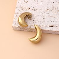 1 Pair Basic Modern Style Classic Style Moon Plating 304 Stainless Steel Drop Earrings main image 4