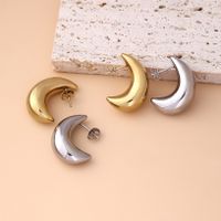 1 Pair Basic Modern Style Classic Style Moon Plating 304 Stainless Steel Drop Earrings main image 1