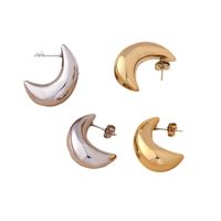 1 Pair Basic Modern Style Classic Style Moon Plating 304 Stainless Steel Drop Earrings main image 3
