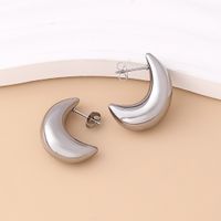 1 Pair Basic Modern Style Classic Style Moon Plating 304 Stainless Steel Drop Earrings sku image 2