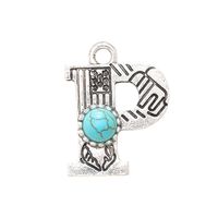 1 Piece 2.1*2.8mm Alloy Turquoise Letter Pendant sku image 14