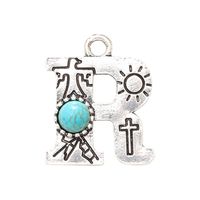 1 Pièce 2.1*2.8mm Alliage Turquoise Lettre Pendentif sku image 17