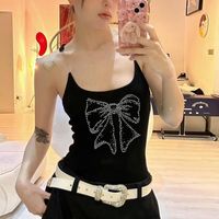 Women's Wrap Crop Top Tank Tops Diamond Y2K Bow Knot main image 2