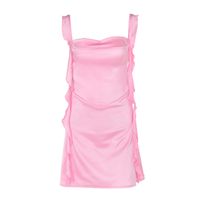 Women's Regular Dress Sexy Boat Neck Ribbon Sleeveless Solid Color Above Knee Holiday Date main image 2