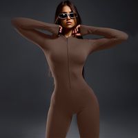 Women's Long Sleeve Bodysuits Zipper Streetwear Solid Color main image 4