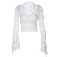 Women's Blouse Long Sleeve Blouses Lace Hollow Out Sexy Solid Color main image 2