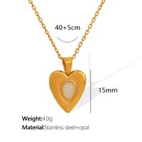Titanium Steel 18K Gold Plated Elegant Classic Style Inlay Heart Shape Opal Earrings Necklace sku image 3