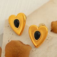 Titanium Steel 18K Gold Plated Elegant Classic Style Inlay Heart Shape Opal Earrings Necklace main image 6