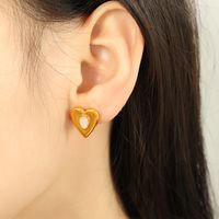 Titanium Steel 18K Gold Plated Elegant Classic Style Inlay Heart Shape Opal Earrings Necklace main image 9