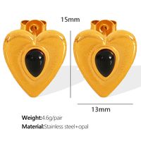 Titanium Steel 18K Gold Plated Elegant Classic Style Inlay Heart Shape Opal Earrings Necklace sku image 2
