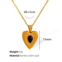 Titanium Steel 18K Gold Plated Elegant Classic Style Inlay Heart Shape Opal Earrings Necklace sku image 4