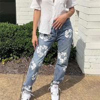 Women's Casual Simple Style Printing Full Length Printing Jeans main image 2