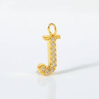 1 Piece 12*10mm Titanium Steel Zircon 18K Gold Plated Letter Pendant sku image 10