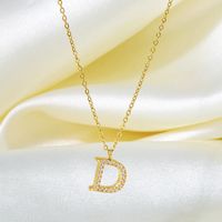 1 Piece 12*10mm Titanium Steel Zircon 18K Gold Plated Letter Pendant main image 5