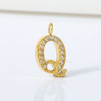 1 Piece 12*10mm Titanium Steel Zircon 18K Gold Plated Letter Pendant sku image 17