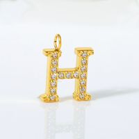 1 Piece 12*10mm Titanium Steel Zircon 18K Gold Plated Letter Pendant sku image 8