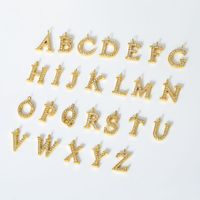 1 Piece 12*10mm Titanium Steel Zircon 18K Gold Plated Letter Pendant main image 1