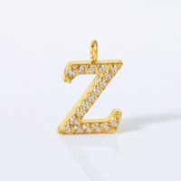 1 Piece 12*10mm Titanium Steel Zircon 18K Gold Plated Letter Pendant sku image 25