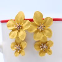1 Pair Casual Simple Style Flower Stoving Varnish Alloy Drop Earrings sku image 2