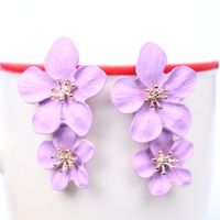 1 Pair Casual Simple Style Flower Stoving Varnish Alloy Drop Earrings sku image 4