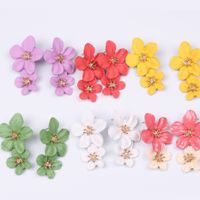 1 Pair Casual Simple Style Flower Stoving Varnish Alloy Drop Earrings main image 1