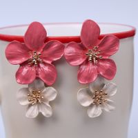 1 Pair Casual Simple Style Flower Stoving Varnish Alloy Drop Earrings sku image 6