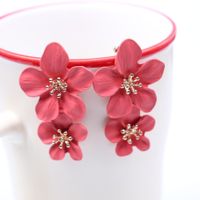 1 Pair Casual Simple Style Flower Stoving Varnish Alloy Drop Earrings main image 4