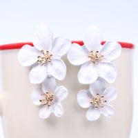 1 Pair Casual Simple Style Flower Stoving Varnish Alloy Drop Earrings sku image 5