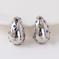 1 Pair Lady Water Droplets Plating Copper Zircon Ear Studs sku image 8