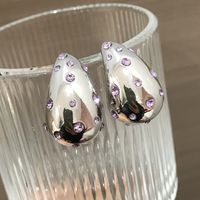1 Pair Lady Water Droplets Plating Copper Zircon Ear Studs sku image 6
