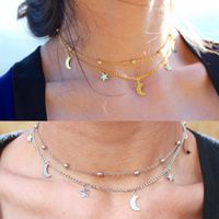 IG Style Star Moon Zinc Alloy Plating Women's Double Layer Necklaces main image 1